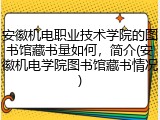安徽机电职业技术学院的图书馆藏书量如何，简介(安徽机电学院图书馆藏书情况)