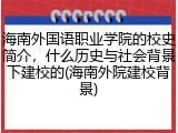 海南外国语职业学院的校史简介，什么历史与社会背景下建校的(海南外院建校背景)