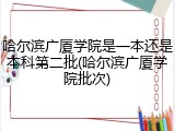 哈尔滨广厦学院是一本还是本科第二批(哈尔滨广厦学院批次)