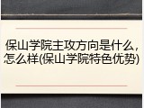保山学院主攻方向是什么，怎么样(保山学院特色优势)