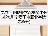 宁夏工业职业学院要多少分才能进(宁夏工业职业学院录取分)
