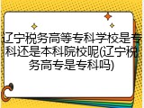辽宁税务高等专科学校是专科还是本科院校呢(辽宁税务高专是专科吗)