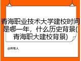 青海职业技术大学建校时间是哪一年，什么历史背景(青海职大建校背景)