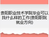贵阳职业技术学院毕业可以找什么样的工作(贵阳职院就业方向)