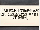 阜阳科技职业学院是什么级别，公办还是民办(阜阳科技职院属性)