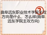 曲阜远东职业技术学院主攻方向是什么，怎么样(曲阜远东学院主攻方向)