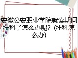 安徽公安职业学院就读期间挂科了怎么办呢？(挂科怎么办)