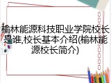 榆林能源科技职业学院校长是谁,校长基本介绍(榆林能源校长简介)