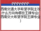 西南交通大学希望学院主攻什么方向有哪些王牌专业(西南交大希望学院王牌专业)
