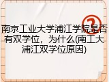 南京工业大学浦江学院是否有双学位，为什么(南工大浦江双学位原因)