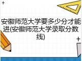 安徽师范大学要多少分才能进(安徽师范大学录取分数线)