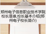 郑州电子信息职业技术学院校长是谁,校长基本介绍(郑州电子校长简介)