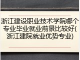浙江建设职业技术学院哪个专业毕业就业前景比较好(浙江建院就业优势专业)
