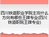 四川铁道职业学院主攻什么方向有哪些王牌专业(四川铁道职院王牌专业)