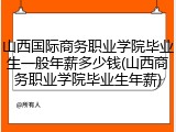 山西国际商务职业学院毕业生一般年薪多少钱(山西商务职业学院毕业生年薪)