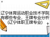 辽宁体育运动职业技术学院有哪些专业，王牌专业分析(辽宁体职王牌专业)