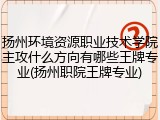 扬州环境资源职业技术学院主攻什么方向有哪些王牌专业(扬州职院王牌专业)