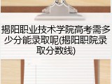 揭阳职业技术学院高考需多少分能录取呢(揭阳职院录取分数线)