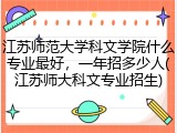 江苏师范大学科文学院什么专业最好，一年招多少人(江苏师大科文专业招生)