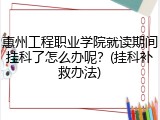 惠州工程职业学院就读期间挂科了怎么办呢？(挂科补救办法)