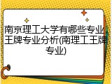 南京理工大学有哪些专业，王牌专业分析(南理工王牌专业)