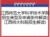 江西师范大学科学技术学院招生类型及申请条件解读(江西师大科院招生解读)
