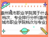 惠州城市职业学院属于什么档次，专业排行分析(惠州城市职业学院档次与专业)