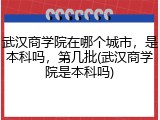 武汉商学院在哪个城市，是本科吗，第几批(武汉商学院是本科吗)
