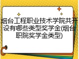 烟台工程职业技术学院共开设有哪些类型奖学金(烟台职院奖学金类型)