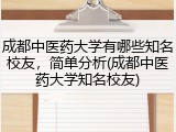 成都中医药大学有哪些知名校友，简单分析(成都中医药大学知名校友)