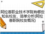 阿拉善职业技术学院有哪些知名校友，简单分析(阿拉善职院校友概况)