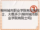 柳州城市职业学院有没有院士，大概多少(柳州城市职业学院有院士吗)