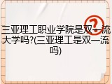 三亚理工职业学院是双一流大学吗?(三亚理工是双一流吗)