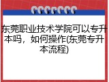 东莞职业技术学院可以专升本吗，如何操作(东莞专升本流程)