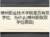 郴州职业技术学院是否有双学位，为什么(郴州职院双学位原因)