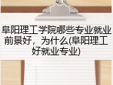 阜阳理工学院哪些专业就业前景好，为什么(阜阳理工好就业专业)