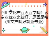 四川文化产业职业学院什么专业就业比较好，原因是啥(川文产院好就业专业)
