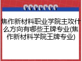 焦作新材料职业学院主攻什么方向有哪些王牌专业(焦作新材料学院王牌专业)