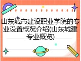 山东城市建设职业学院的专业设置概况介绍(山东城建专业概览)