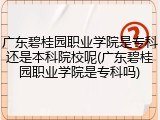 广东碧桂园职业学院是专科还是本科院校呢(广东碧桂园职业学院是专科吗)