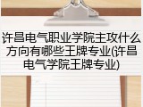 许昌电气职业学院主攻什么方向有哪些王牌专业(许昌电气学院王牌专业)