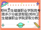 郑州卫生健康职业学院高考需多少分能录取呢(郑州卫生健康职业学院录取分数)
