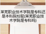 莱芜职业技术学院是专科还是本科院校呢(莱芜职业技术学院是专科吗)