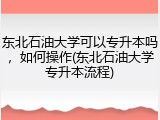 东北石油大学可以专升本吗，如何操作(东北石油大学专升本流程)