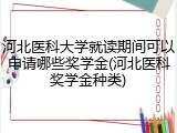 河北医科大学就读期间可以申请哪些奖学金(河北医科奖学金种类)