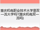 重庆机电职业技术大学是双一流大学吗?(重庆机电双一流吗)