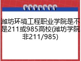 潍坊环境工程职业学院是不是211或985高校(潍坊学院非211/985)