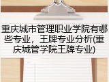 重庆城市管理职业学院有哪些专业，王牌专业分析(重庆城管学院王牌专业)