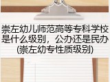 崇左幼儿师范高等专科学校是什么级别，公办还是民办(崇左幼专性质级别)