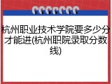杭州职业技术学院要多少分才能进(杭州职院录取分数线)